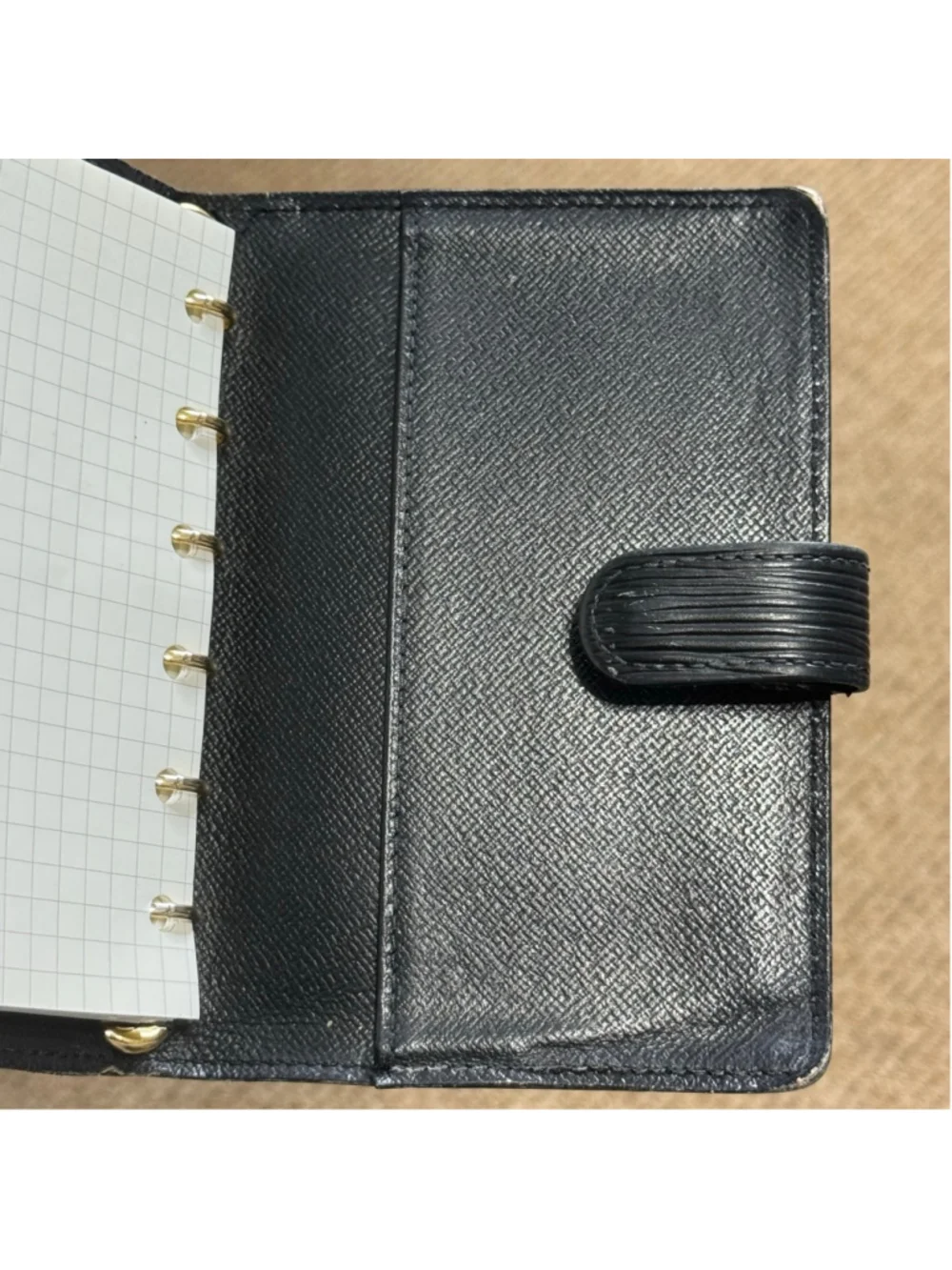 Louis Vuitton Epi Leather Agenda PM Black Planner Wallet Organizer Made in Spain
